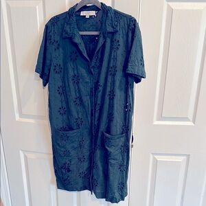 Loft Dark Green Eyelet Dress